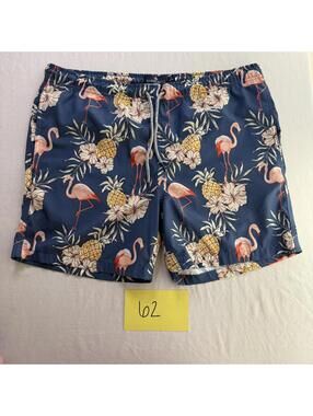 Rainforest Men's Swim Shorts with Flamingo Print Small
